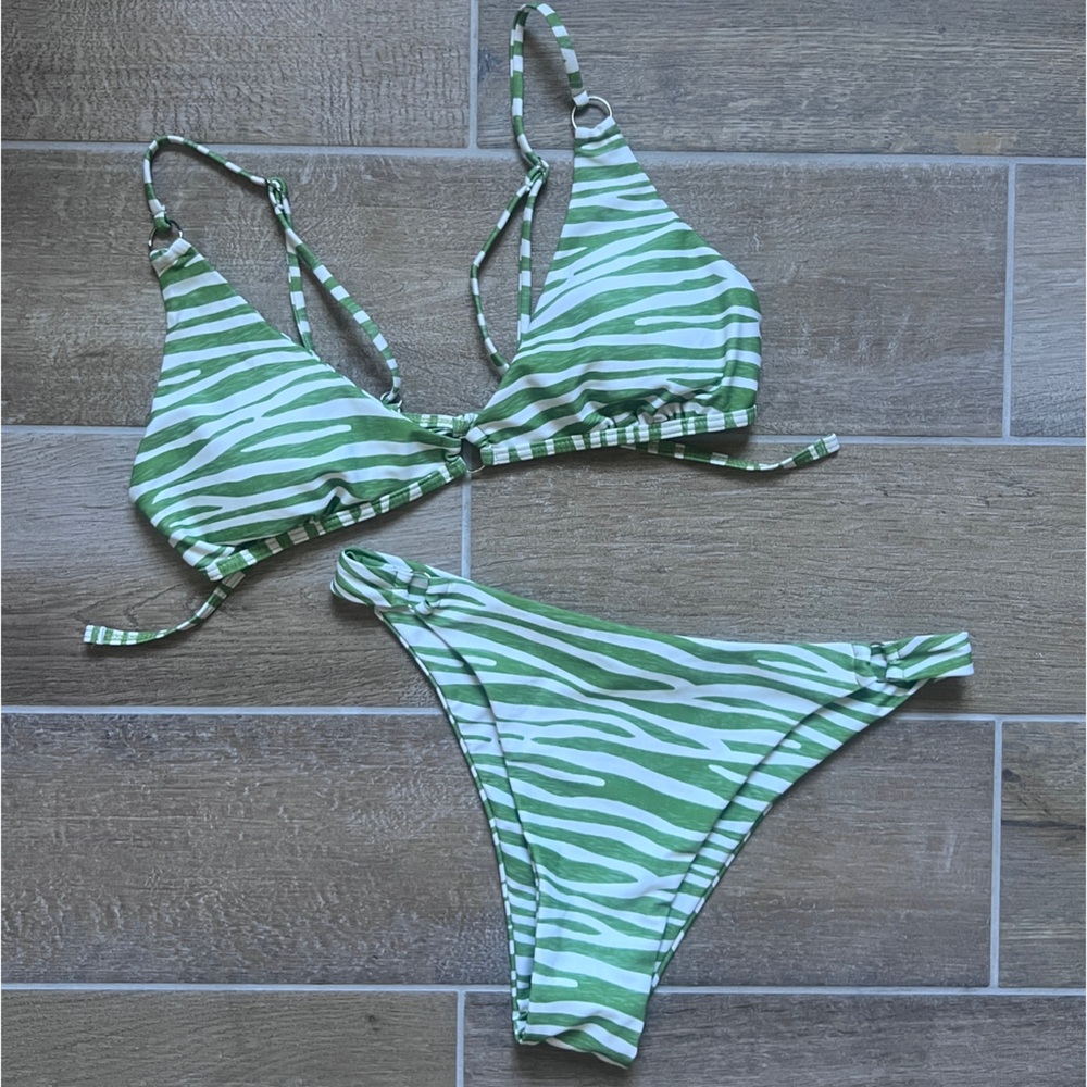 SHEIN Bikini Green & White Sz M